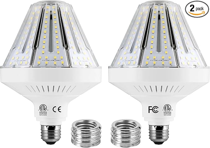 120W LED Bulb (18,500LM) 1200W Equivalent- E39/E26 Base Military-Grade Aluminum, Cooling Fan, ETL/UL Certified, 5000K Daylight, Garage Warehouse High Bay Lighting, Not Dimmable