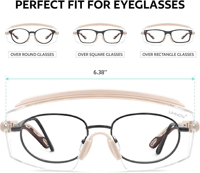 UKNOW Safety Glasses Over Eyeglasses, Anti Fog Safety Goggles ANSI Z87.1, Adjustable Protective Eyewear
