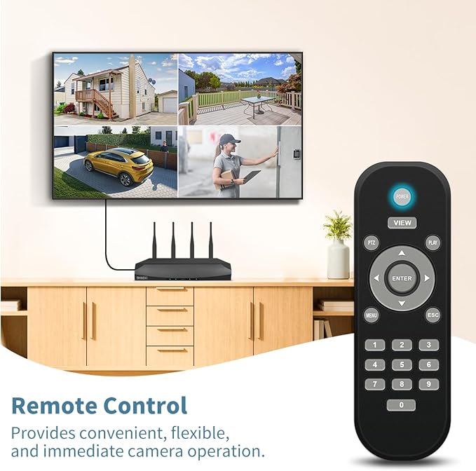 《2-Way Audio & 130°Wide Angle》Wireless Security Camera System Outdoor with 4-Antenna NVR, WiFi Cameras for Home Video Surveillance Systems