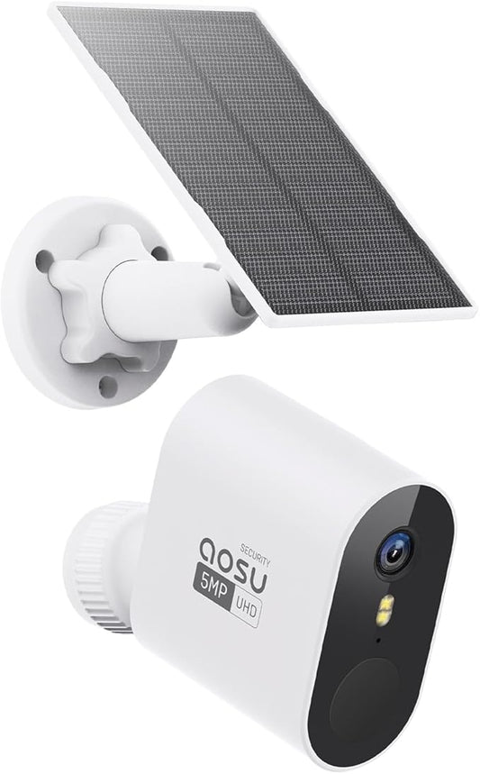 AOSU 3K/5MP Solar Add-on Cam, Requires SolarCam/WirelessCam System's Homebase, Up to 4 Cameras Can be Connected to 1 Homebase
