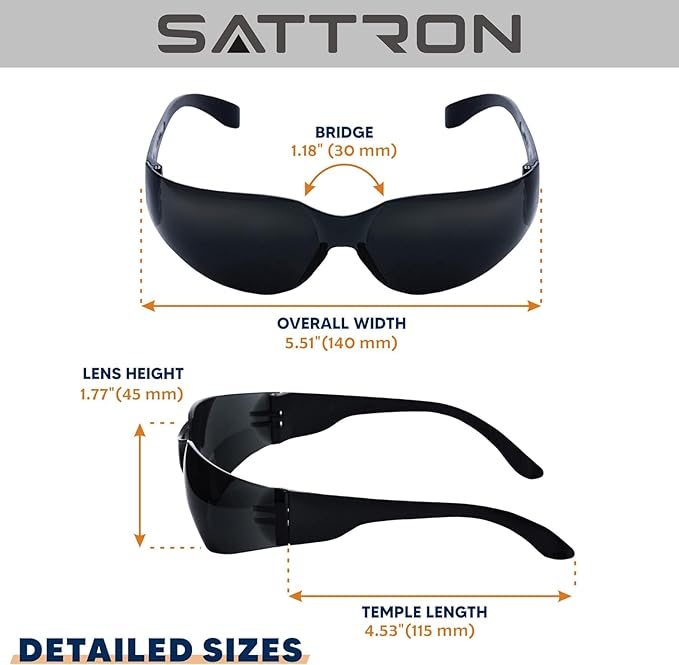 100 Pack of Tinted Safety Glasses, Scratch & Impact Resistant Protective Eyewear, Ploycarbonate Dark Smoke Lenses for UV Protection, Safety Sunglasses for Construction, Outdoor Work & Shooting