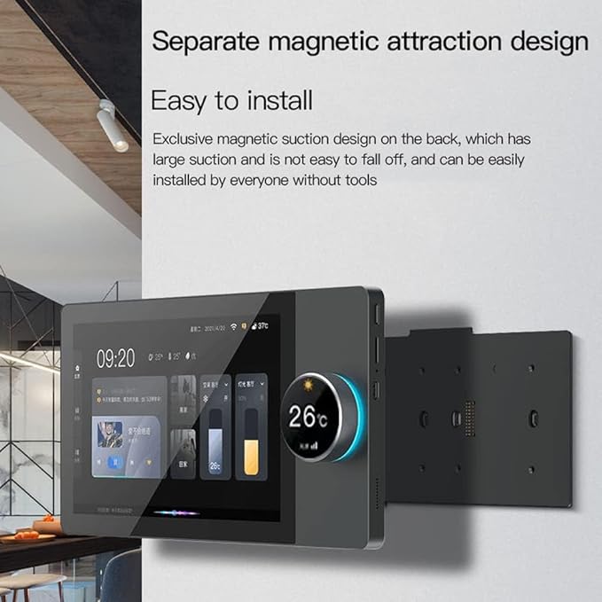 Smart Home Control Panel,Tuya Smart Home 8-inch Multifunctional Intelligent Control Touch Screen Background Music Host ZigBee Gateway System in-Wall Central Control Panel for Tuya Devices