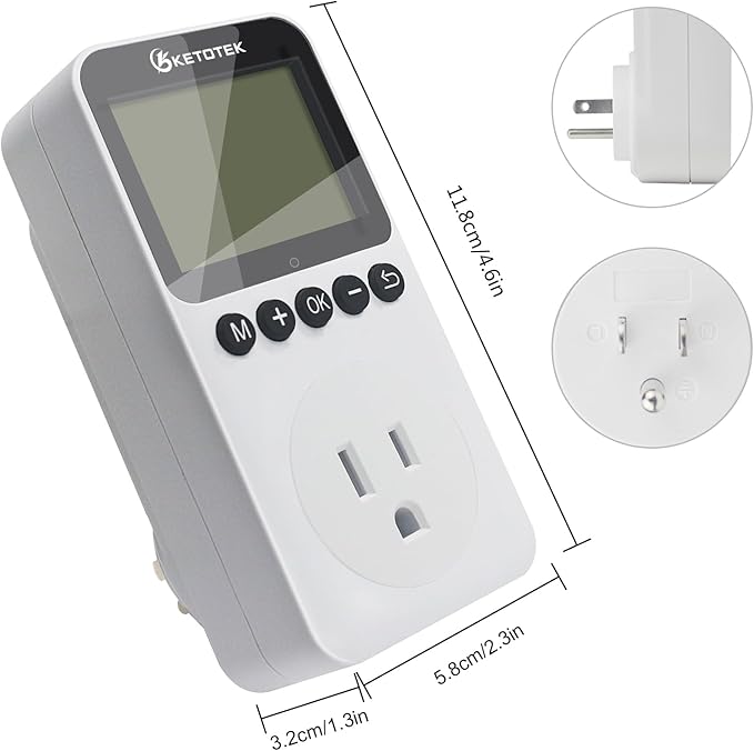 KTTS02 Digital Timer Outlet Plug in Timer Switch Socket Indoor Infinite Repeat Cycle Electrical Timer Switch, Countdown Timers for Lights,Aquarium,Pets Home Appliances