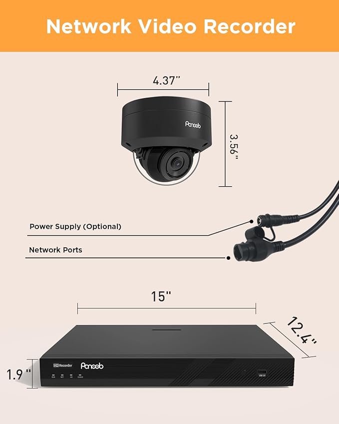 32 Channel Security Camera System, 20x 5MP Wired IK10 Vandal-Proof Dome IP PoE Cameras Outdoor with Smart AI Human Detection, Built-in Mic, Remote Access, 4K 32CH NVR 8TB HDD, PD54B2032-5M