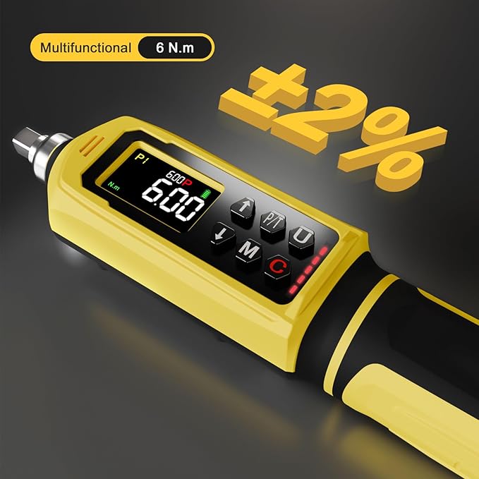 Digital Torque Screwdriver Set, 0.8-53.1 in-lbs/0.09-6 Nm, 45 PCS 1/4" Inch Pound Torque Wrench Screwdriver with Buzzer, LED Indicator & Vibration, 9 Preset Modes, ±2% Accuracy for Precision Work