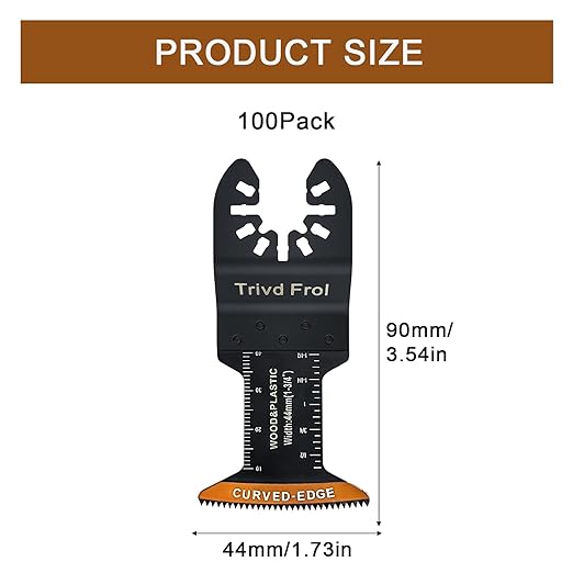 100Pcs Curved-Edge Oscillating Tool Blades Professional Universal Oscillating Saw Blades Wood Multitool Blades Compatible with Dewalt, Milwaukee, Ryobi, Rockwell, Bosch