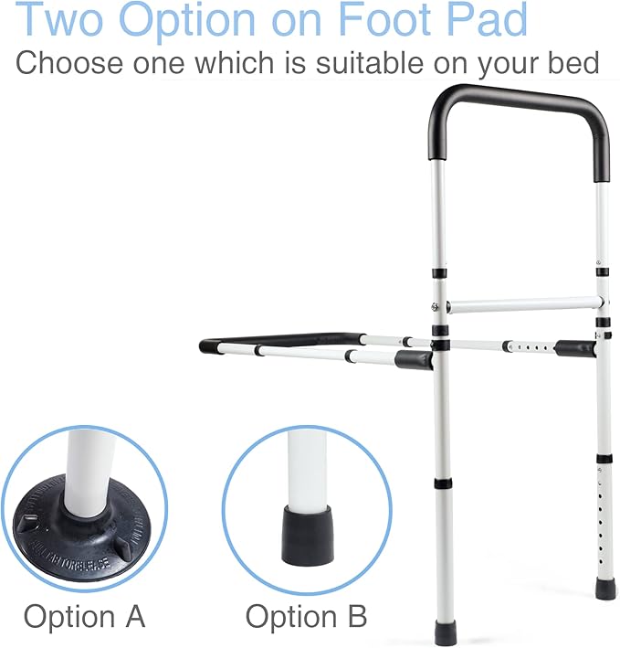 Bed Assist Rails Adjustable, Safety Bed Handle with Leg, Fall Prevention Hand Guard Grab Bar Bed Cane, Bed Rails for Elderly, Adults, Senior, Handicap, Disabled, Fit King, Queen, Full, Twin