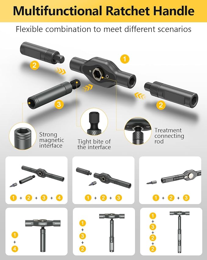 ORIA 42 in 1 Screwdriver Set, Magnetic Screwdriver Set, DIY Repair Tool Kit with Free Assembly T Handle, 40 Precision Bits, Portable Case for Furniture, Bicycle, Computer