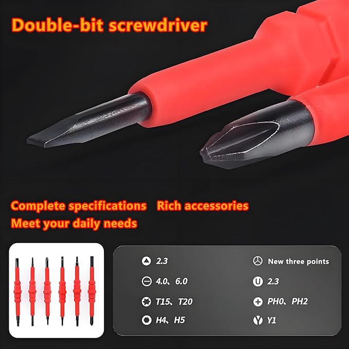 Insulated Screwdriver Set for Electricians – Ergonomic Handle, Magnetized Tips, Durable for Electrical Work, Receptacle & Outlet Screwdriver, Multi-Tool (Ratchet 14 in 1)