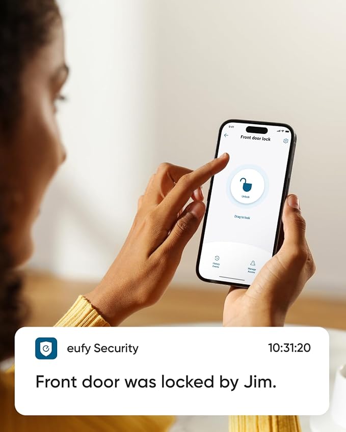 eufy Security Smart Lock C220, Fingerprint Keyless Entry Door Lock, Built-in Wi-Fi, App Remote Control, Front Door Smart Deadbolt, IP53 Waterproof, 8-Months Battery, Nickel