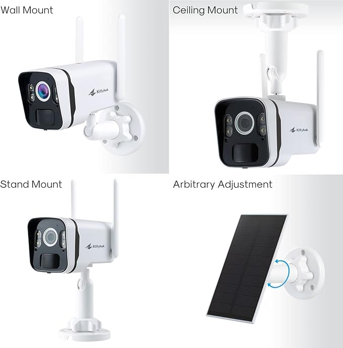 Kittyhok Home Solar Security Camera System Ourdoor | 4pcs 2K Bullet Solar Camera, 4pcs PT Solar Security Camera, Smart Human Detection, Spotlight, Forever Power, 10CH NVR, 64GB Local Storage