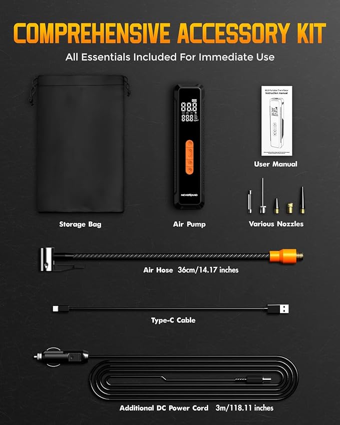 Neverland Tire Inflator Portable Air Compressor, 20000mah 150PSI Portable Tire Inflator for Car, Bicycles, Motocycles, Balls