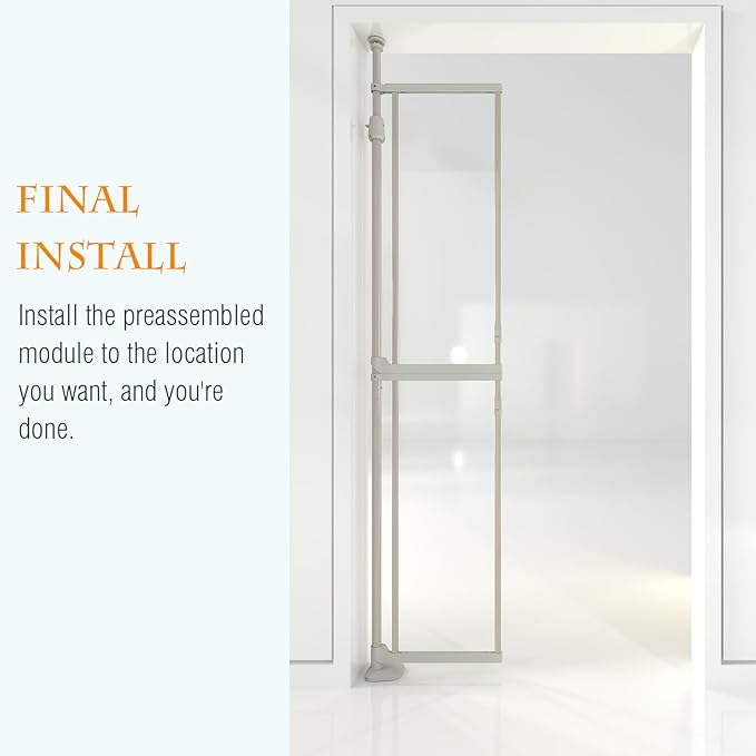 74-98" Extra Tall Cat Gate,Fits 33.85-42" Wide Opening,No Drilling Pressure Mount Design,Innovation Transparent Double Opening Pet Gate,Double Doors for Doorways/Stairs/Kitchen/Home, White