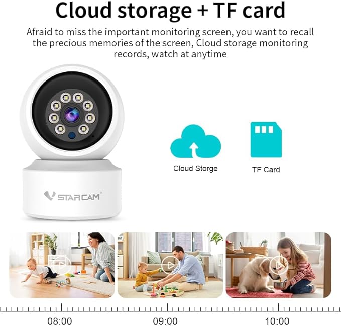 VSTARCAM Indoor Security Camera, Wireless Cameras for Home Security with Color Night Vision, 720P HD, AI Motion Detection, 360° View Pan/Tilt, Two-Way Audio, Cloud Storage 05