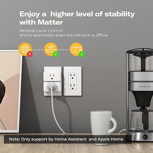 THIRDREALITY Smart Plug M3 4 Pack,Matter Over WiFi,15A/1800W Max,ETL Certified,Compact Design, Work with SmartThings, Apple Home,Alexa,Google, Homey,Home Assistant,No Power Meter,2.4G Wi-Fi Only