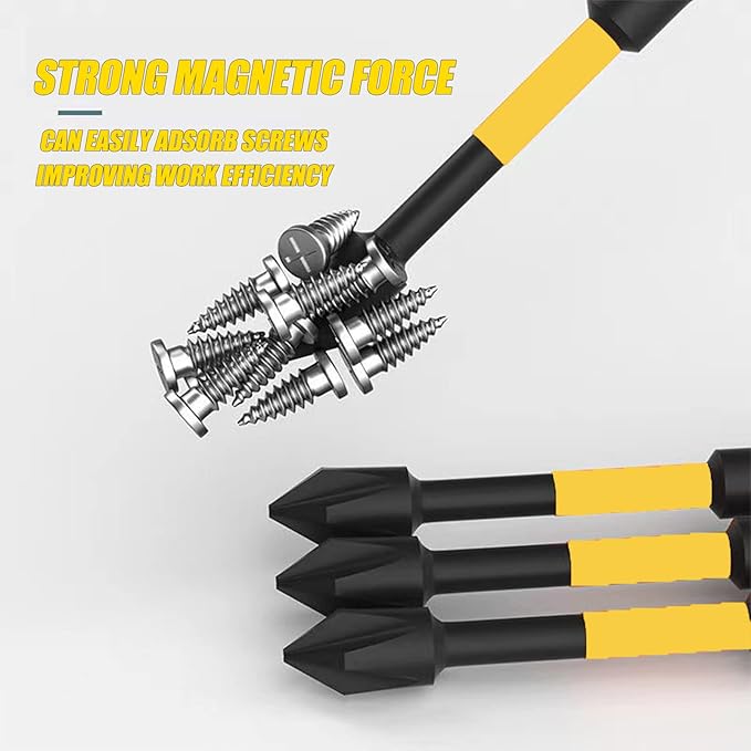 Magnetic Screwdriver Bit Set, 6PCS Electric Drill Screwdrivers Bits 1/4 Inch PH2 Hexagon TS2 Steel Heavy Duty Impact Screwdrivers Anti Slip Cross Slot Screwdriver Bit Set