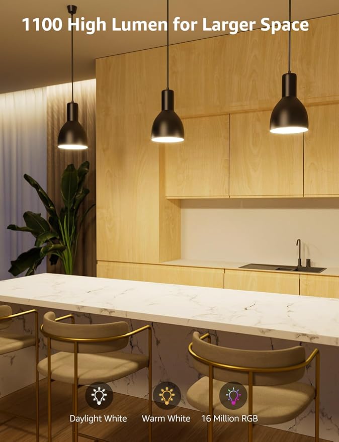 Lepro B2 AI Smart Light Bulbs - 1100LM WiFi & Bluetooth RGBWW Color Changing LED Bulb, Works with Alexa & Google Assistant, AI Generated Lighting, AI Voice Control, Music Sync, 2.4GHz Only, 4 Pack