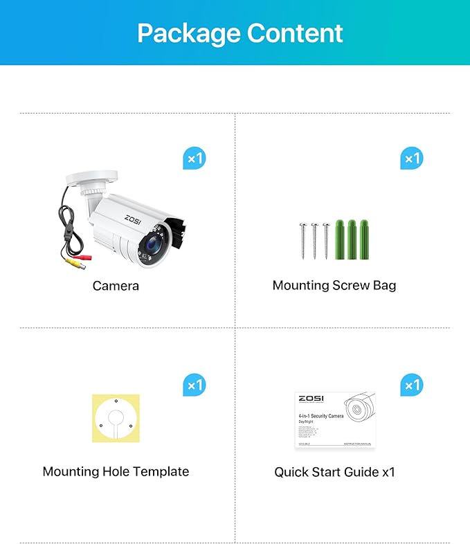 ZOSI 2MP 1080p HD 1920TVL Outdoor Indoor Home Security Camera (Hybrid 4-in-1 HD-CVI/TVI/AHD/960H Analog CVBS), 24PCS LEDs, 80ft IR Night Vision, Weatherproof Surveillance CCTV Bullet Camera