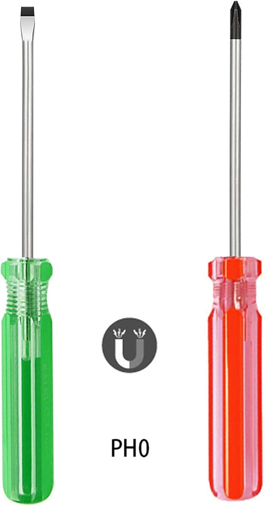 Buspoll small screwdriver tool flat head and Phillips screw driver- #2 Phillips, Slotted 1/4” used to repair toys; musical instruments, microphones loose screws
