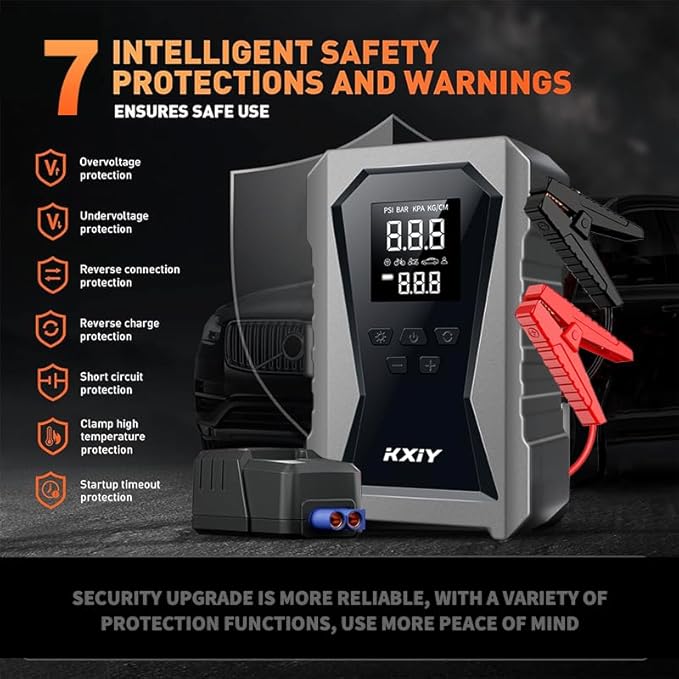 Air Jump Starter with Air Compressor, Car Battery Jumper Starter Portable (6.0 Gas/3.0L Diesel) with 150PSI Cordless Auto-Shutoff Tire Inflator, 12V Battery Charger Booster