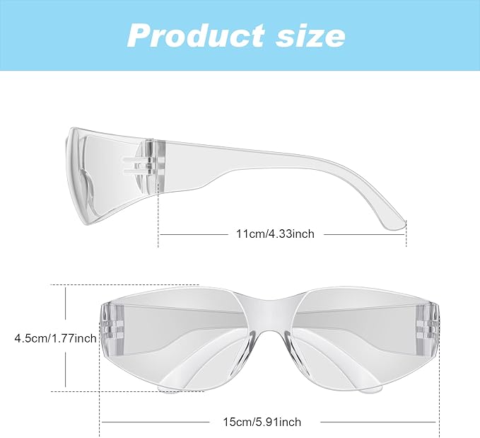 100 Pack Safety Glasses Bulk Protective Eyewear Goggles Eye Protection for Men Women Work Science Lab Construction