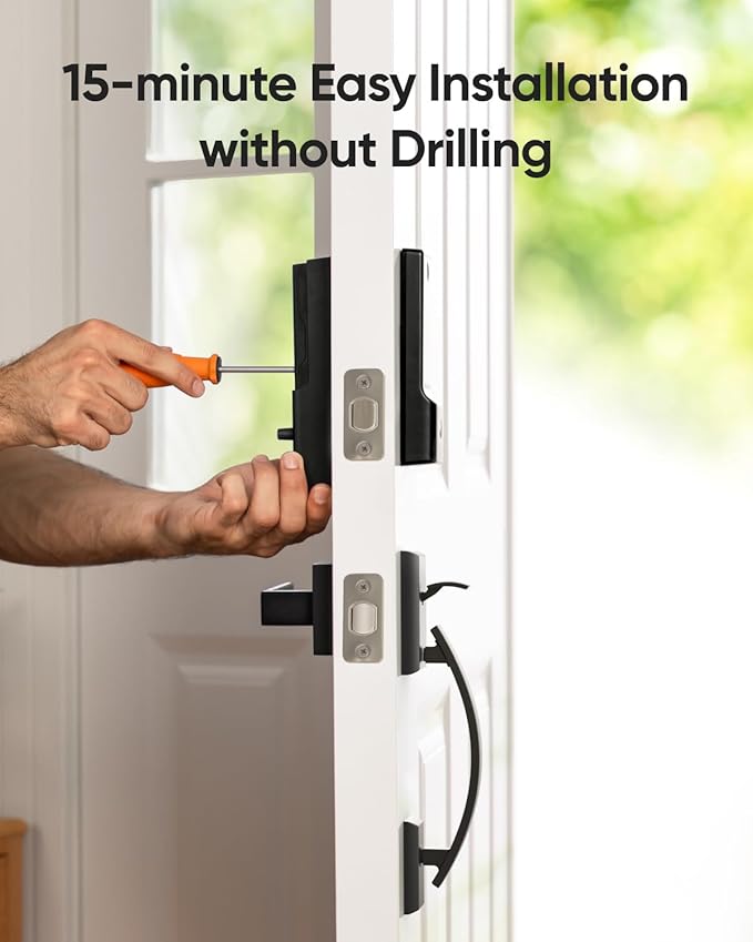 eufy Security Smart Lock C220 with Handleset, Fingerprint Keyless Entry Door Lock, Built-in Wi-Fi, App Remote Control, Front Door Deadbolt, 8 Months Battery, IP53 Waterproof, BHMA Certified