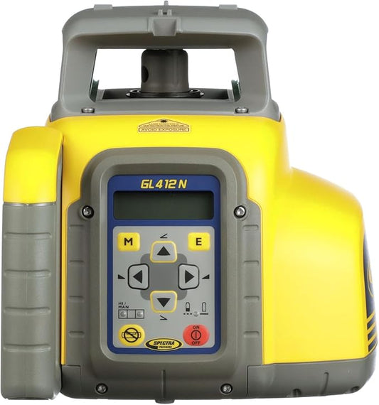 Spectra Precision GL412N Single Grade Laser Level, Automatic Self-Leveling with HL760 Receiver and Clamp, Radio Remote Control, Rechargeable Batteries, Charger, Case