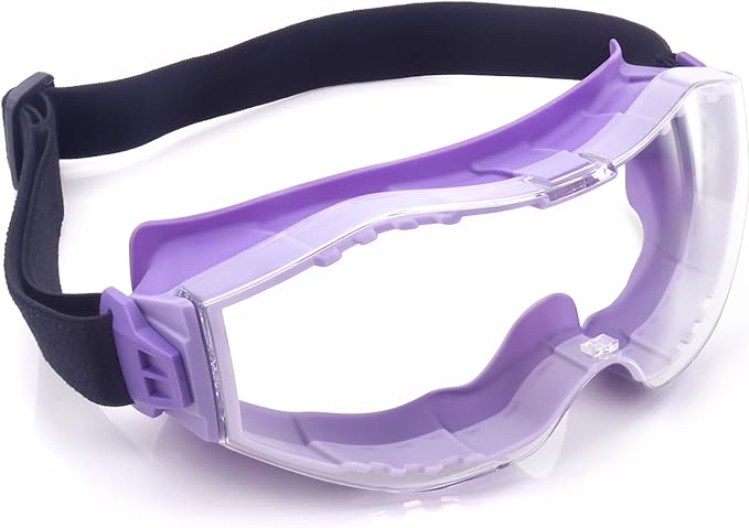 UKNOW Safety Goggles Over Glasses, Anti-Fog Clear Lens, ANSI Z87.1 Protective Eyewear Adjustable Strap, Ideal for Lab Use