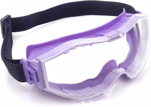 UKNOW Safety Goggles Over Glasses, Anti-Fog Clear Lens, ANSI Z87.1 Protective Eyewear Adjustable Strap, Ideal for Lab Use