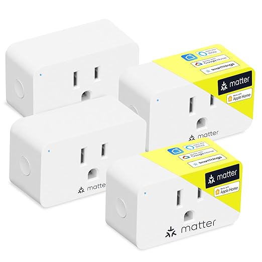 Minoston Matter Smart Plug, Compatible with Alexa, Apple Home, Google Home, SmartThings, Compact Desgin, WiFi Plugs Outlet, Protect Privacy, 2.4G Wi-Fi Only, White, 4 Pack (MP25M)