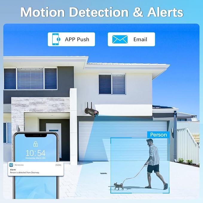 【Flashing LEDs Visual Alert】 Outdoor Wireless Security Camera System, Wireless Cameras for Home Security, WiFi Video Surveillance, NVR Surveillance Camera System