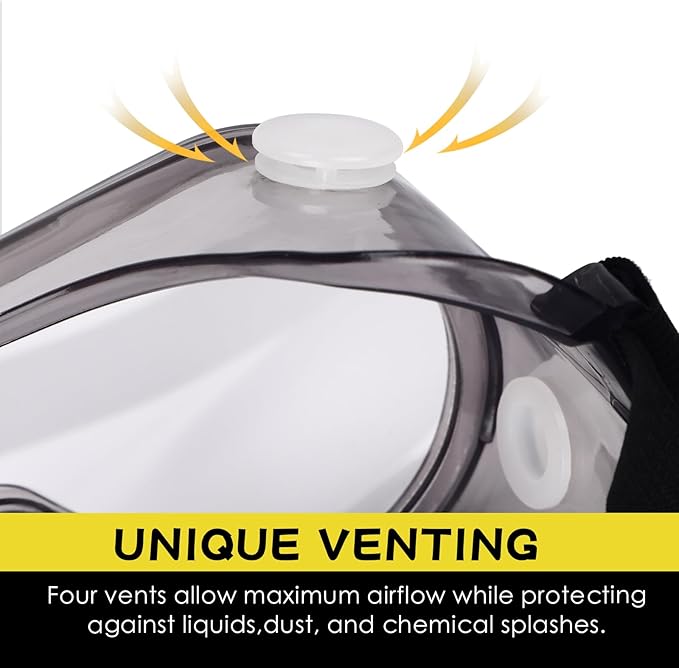 Yunsailing Protective Safety Goggles Lab Over Glasses Clear Anti Fog Eye Protection Goggles for Men Women