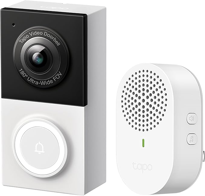 Tapo TP-Link Smart Video Doorbell Camera Wired, 2K 5MP, Color Night Vision, 180° Ultra-Wide FOV, 2-Way Audio, Free AI Detection, Cloud & SD Card Storage, Works w/Alexa & Google Home, D130