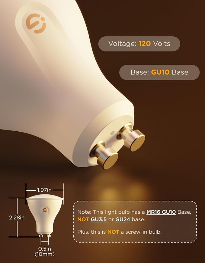 Govee GU10 Smart Bulb, Matter RGBWW Light Bulb Work with Alexa, Google Assistant, WiFi & Bluetooth Color Changing MR16 LED Bulbs, 64 Dynamic Scenes, Syncs with Music, 4 Pack, 400LM, GU10 Base