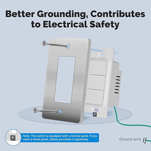 Matter WiFi Smart Light Switches, Netural Wire Required, 2.4GHz Single Pole Switch, Compatible with Alexa Assistant, Remote Control, Voice Control, No Hub Required (3 Way)