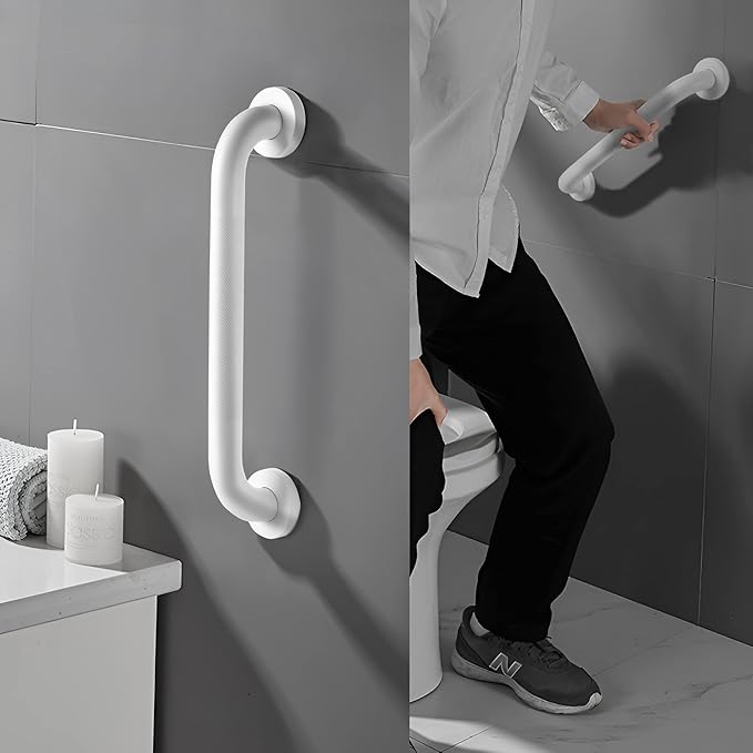 Shower Grab Bar, 2 Pack 32 Inch White Bathroom Grab Bar, 1.25" Diameter 304 Stainless Steel Anti-Slip Grab Bars for Bathtubs and Showers, Handicap Shower Grab Bar for Seniors Elderly