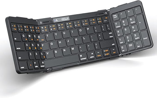 Foldable Bluetooth Keyboard, Full-Size Portable Wireless Bluetooth, Pocket-Sized Wireless Travel Keyboard for iPad/iPhone/Smartphone/Tablet/PC/Laptop can Place on The Legs