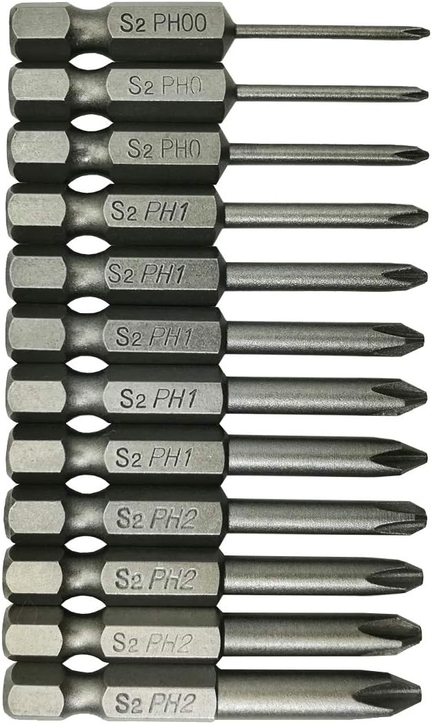 Phillips Cross Screwdriver Bits, 12Pcs 1/4 Hex Shank Magnetic Cross Phillips Screw Head Screwdriver Bits Electric Screwdriver Set Power Tools | 2 inch length