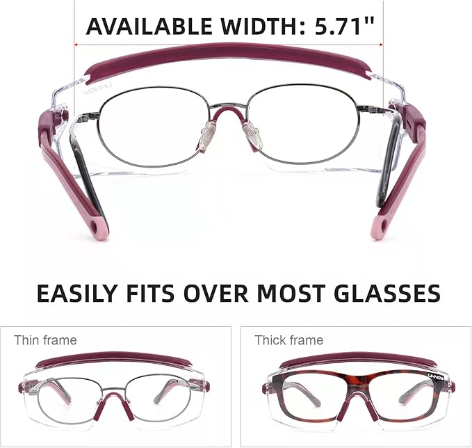 UKNOW Safety Goggles Over Glasses, Anti Fog Safety Glasses with Clear Wraparound Lens, ANSI Z87.1 Protective Eyewear