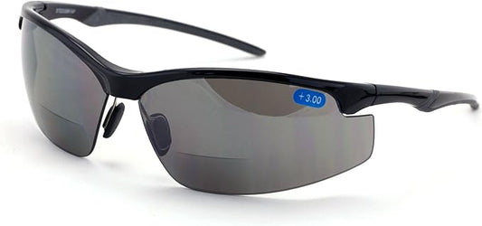 V.W.E. Bifocal High Performance Protective Safety Glasses Light Mirror Tint Bifocal - Reader - Sunglasses (Black, 4.00)