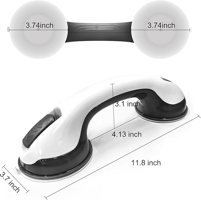 NL'AAHCΓ Grab Bars for Shower Heavy-Duty (2Pack) 12-Inch ADA Compliant Grab Bar for Seniors Shower Handles for Elderly Suction Handicap Safety Handrail for Bathroom Bathtubs Toilet Tiles Glass Black