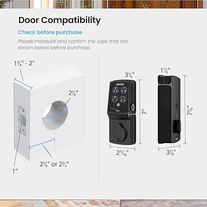 Lockly Secure Pro Deadbolt, Wi-Fi Smart Lock, Keyless Entry Door Lock, Smart Locks for Any Doors, PIN Genie® Keypad, 3D Biometric Fingerprint Sensor, Auto Lock, Rekeying Capability - Matte Black