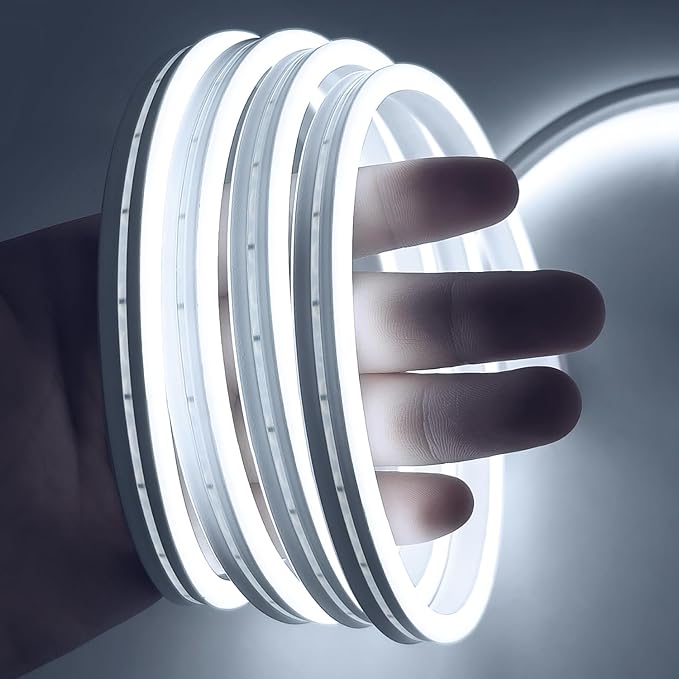 iNextStation USB LED Neon Lights Strip White, 6.6ft 5V Neon Rope Lights Waterproof Flexible Dimmable LED Neon Tape Lights for TV Backlight, Bedroom, Cabinet, Kitchen, DIY Lighting