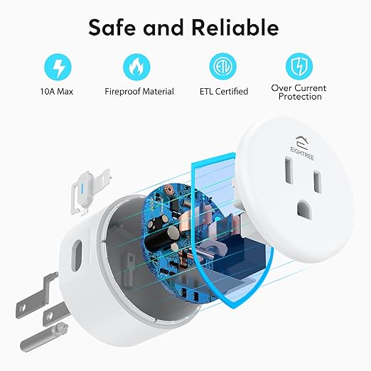 EIGHTREE Smart Plug, Smart Home WiFi Outlet Works with Alexa & Google Home, Smart Socket with Remote Control & Timer Function, 2.4GHz WiFi Only, 4 Packs