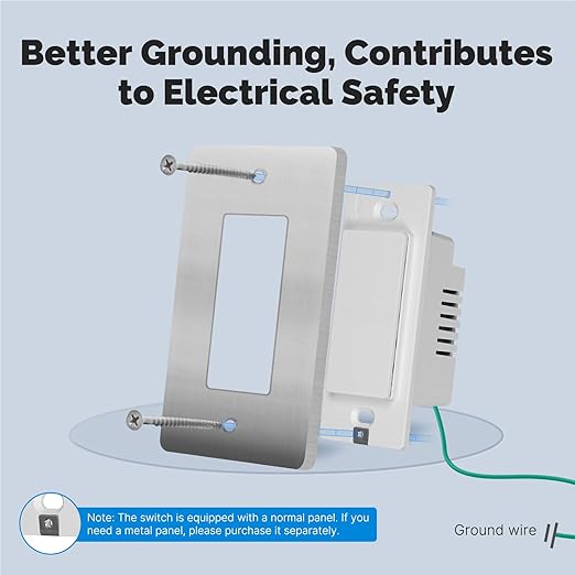 Matter WiFi Smart Light Switches, Netural Wire Required, 2.4GHz Single Pole Switch, Compatible with Alexa Assistant, Remote Control, Voice Control, No Hub Required (1 Way)