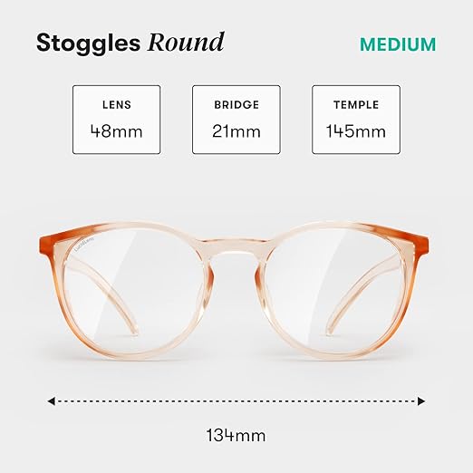Stoggles Round Z87.1 Certified Polycarbonate Safety Glasses, Scratch & Shatter-Proof, Blue-Light & UV Blocking Lens, Top & Side Shields, Anti-Fog Dip Coated, Durable, Protective & Stylish Eyewear