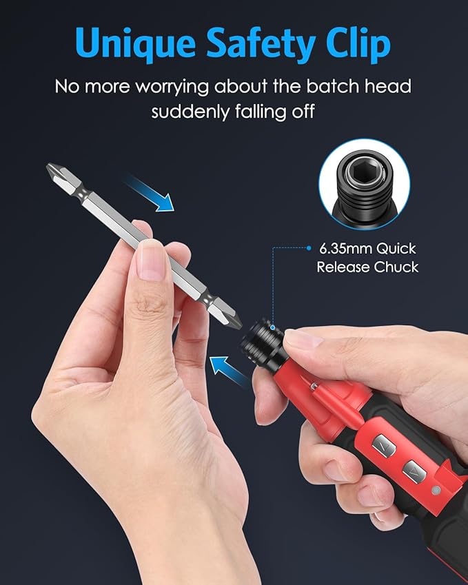 AMIR Cordless Power Screwdriver, Rechargeable Electric Screwdriver Sets, Portable Automatic Home Repair Tool Kit, Motorized Screwdriver with USB Cable and LED Lights