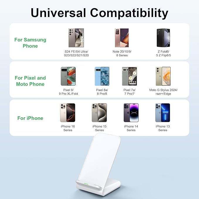 Pixel Wireless Charging Stand Fast Charging Pad for Google Pixel 9 9Pro XL/Fold 8a 8Pro 8 7a 7Pro 6, 15W Android Wireless Charger Station with 18W Adapter for Samsung S25 Ultra S24 FE, for Moto razr+