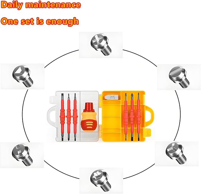 Insulated Screwdriver Set for Electricians – Ergonomic Handle, Magnetized Tips, Durable for Electrical Work, Receptacle & Outlet Screwdriver, Multi-Tool (Ratchet 14 in 1)