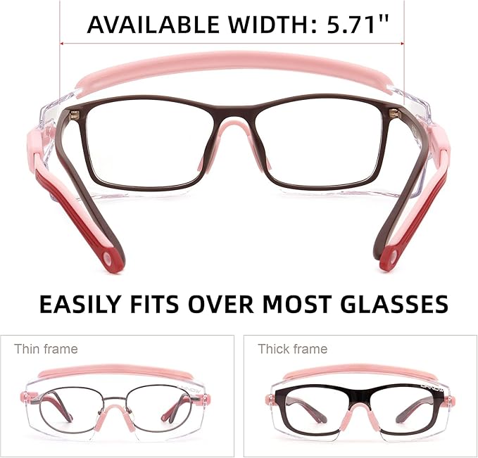 UKNOW Safety Goggles Over Glasses, Anti Fog Safety Glasses with Clear Wraparound Lens, ANSI Z87.1 Protective Eyewear